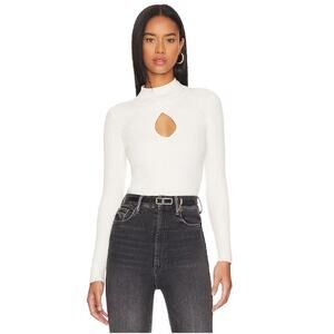 NWT Lovers + Friends Niko Keyhole Cutout Mock Turtleneck Sweater Ivory Large